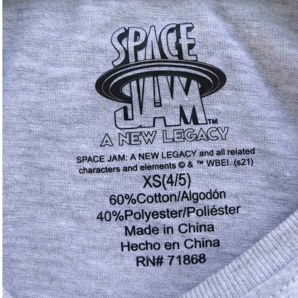 Space Jam Girls XS (4/5) Gray Jersey Dress Short Sleeves Looney Tunes New